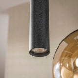 Hanging lamps - Hanging lamp 5 - light stepped colored glass black metal Valeo - Dimehouse