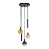 Hanging lamps - Hanging lamp 5 - light stepped colored glass black metal Valeo - Dimehouse
