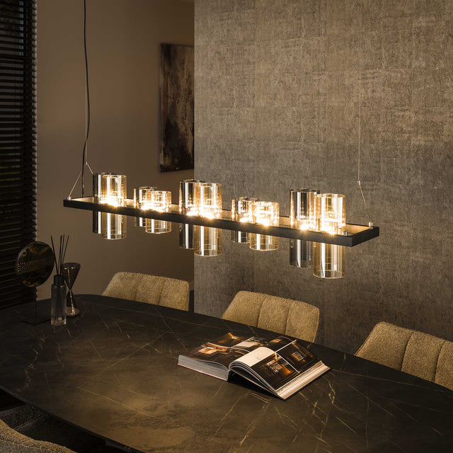 Hanging lamps - Hanging lamp Khai 10 - light cylinder mixed glass - Dimehouse
