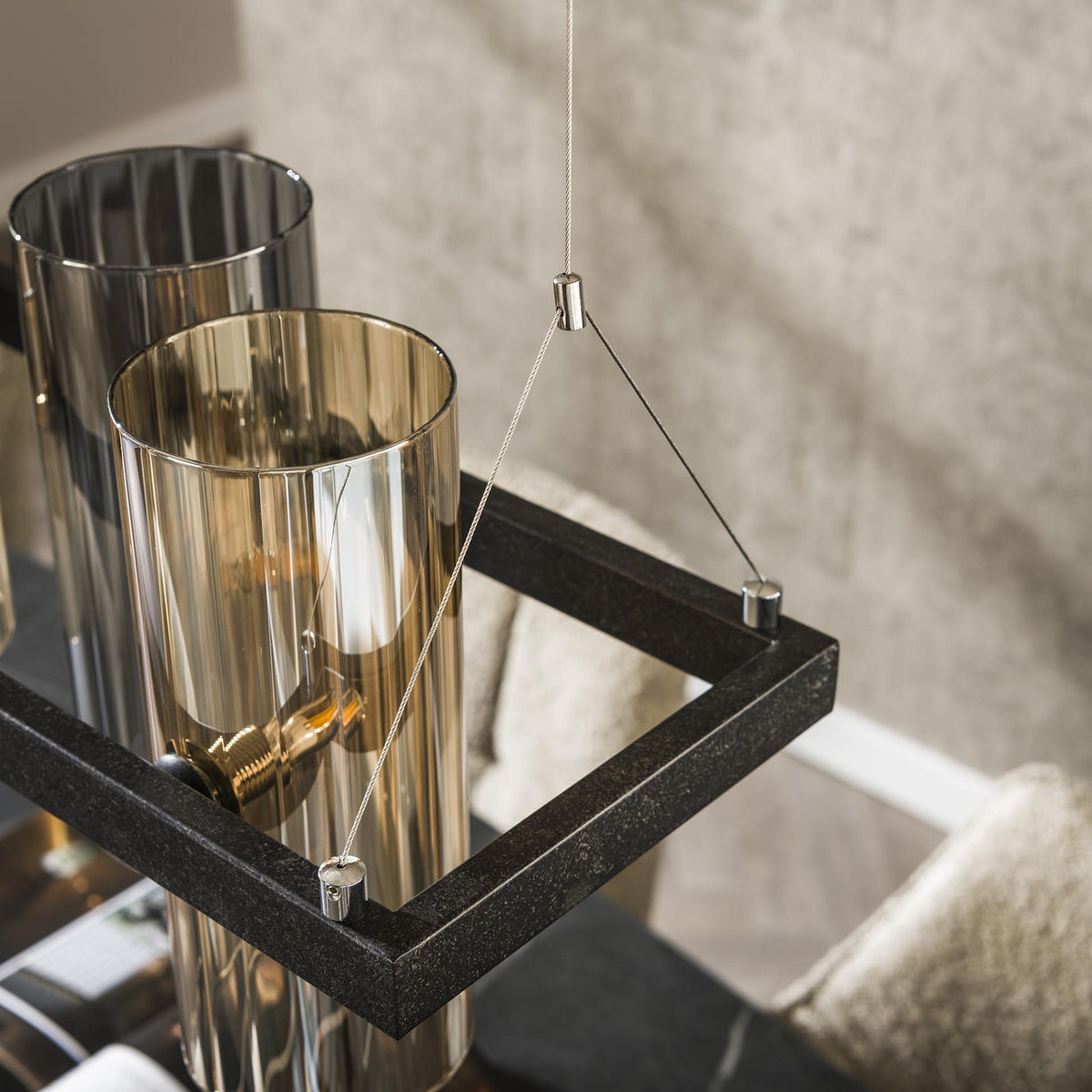 Hanging lamps - Hanging lamp Khai 10 - light cylinder mixed glass - Dimehouse