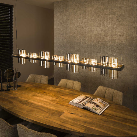 Hanging lamps - Hanging lamp Khai 14 - light cylinder mixed glass - Dimehouse