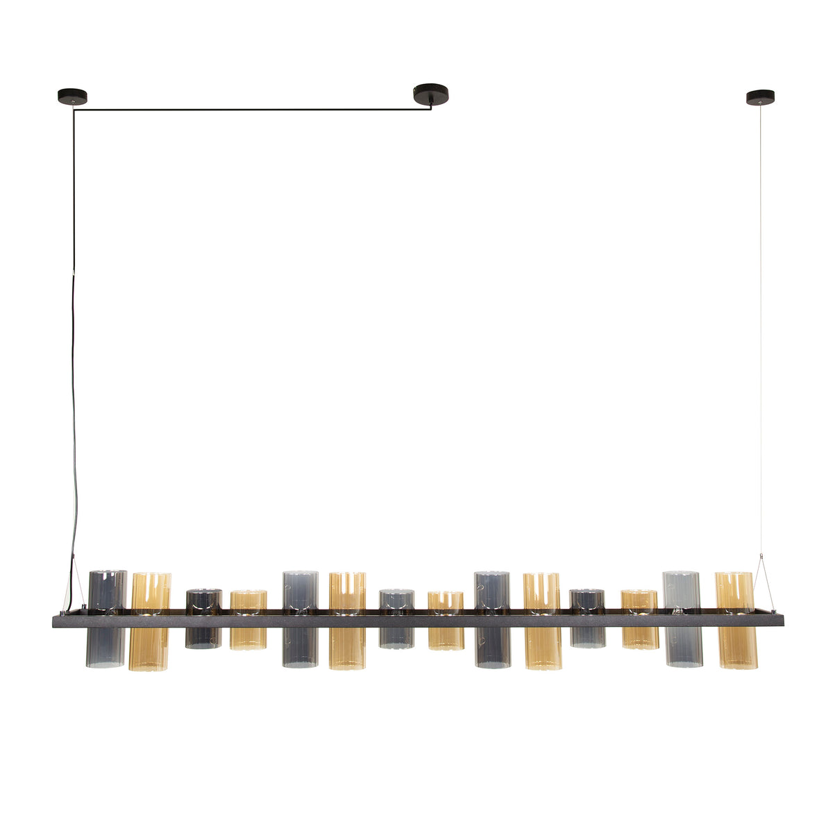 Hanging lamps - Hanging lamp Khai 14 - light cylinder mixed glass - Dimehouse