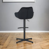 Bar Stools - Venom Bar Stool Black Velvet - Adjustable Swivel Bar Chair with Armrest - Dimehouse