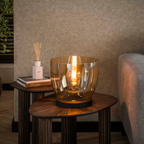Floor lamps - Floor lamp Dain UP L Amber-colored glass - Dimehouse