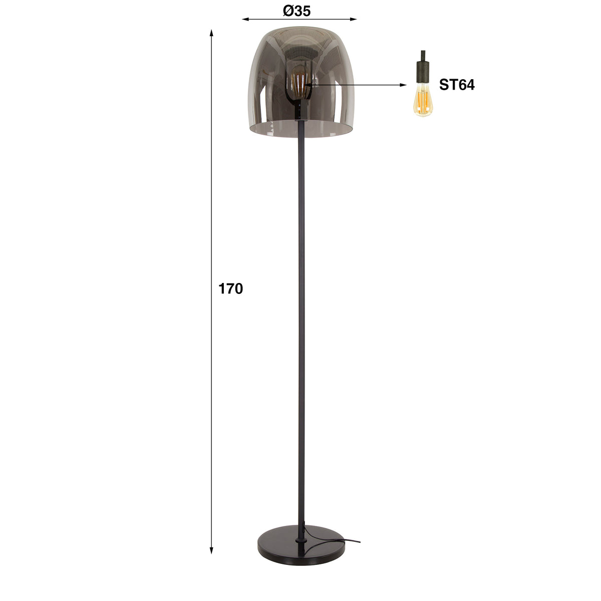 Floor lamps - Glass Floor Lamp Dain Chrome-colored - Dimehouse