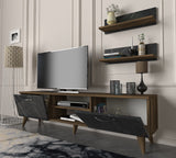 TV Furniture - TV Furniture Set Ayden Walnut Marble Melamine 150x40.6x29.5 cm - Dimehouse