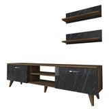 TV Furniture - TV Furniture Set Ayden Walnut Marble Melamine 150x40.6x29.5 cm - Dimehouse