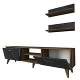 TV Furniture - TV Furniture Set Ayden Walnut Marble Melamine 150x40.6x29.5 cm - Dimehouse