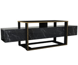 TV Furniture - TV Furniture Bianco Black Gold Melamine 160x49.8x46.1 cm - Dimehouse