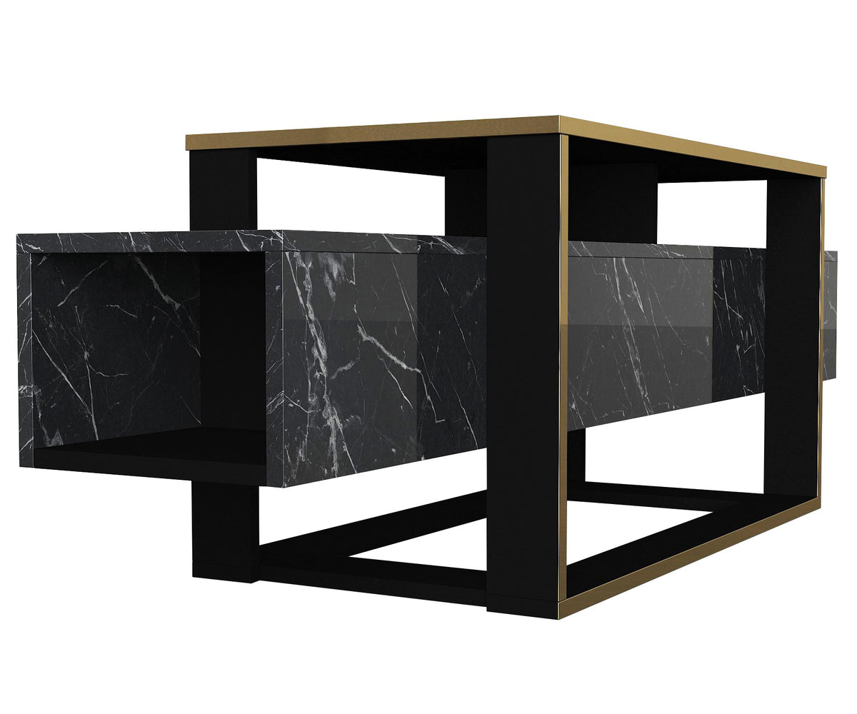 TV Furniture - TV Furniture Bianco Black Gold Melamine 160x49.8x46.1 cm - Dimehouse
