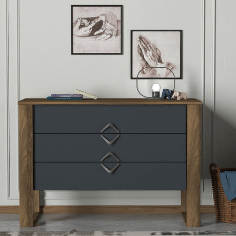 Chests of drawers - Chest of drawers Bumerang Walnut Anthracite Melamine 110x76x44.8 cm - Dimehouse