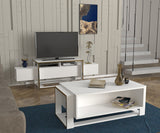 TV Furniture - TV Furniture Bianco White Gold Melamine 160x49.8x46.1 cm - Dimehouse