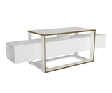 TV Furniture - TV Furniture Bianco White Gold Melamine 160x49.8x46.1 cm - Dimehouse