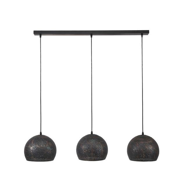 Hanging lamp Aya 3 Sphere DH Interior Brown LxWxH 87x33x27 Black brown White photo front view