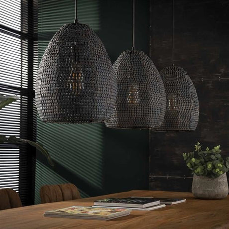 Hanging lamp Armoor DH Interior Brown LxWxH 112x41x33 Black brown Atmospheric photo diagonal front view