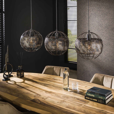 Hanging lamps - Hanging lamp Alfie 3 - light metal black brown - Dimehouse