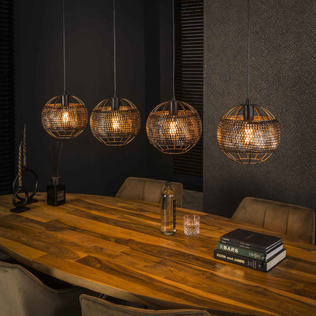 Hanging lamps - Hanging lamp Alfie 4 - light metal black brown - Dimehouse