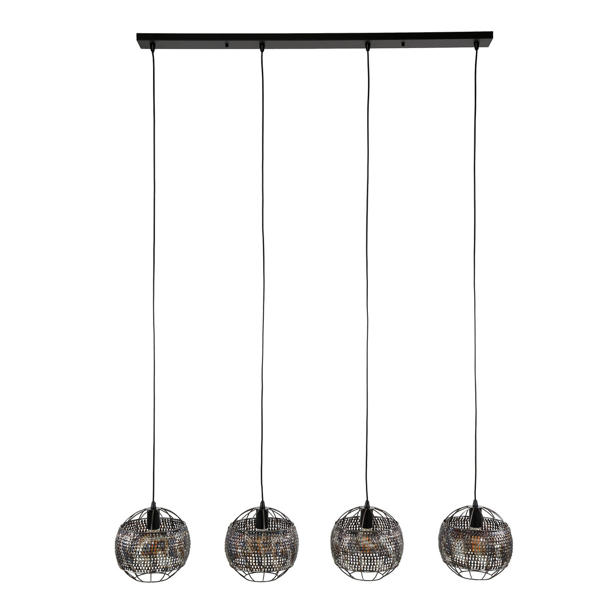 Hanging lamps - Hanging lamp Alfie 4 - light metal black brown - Dimehouse