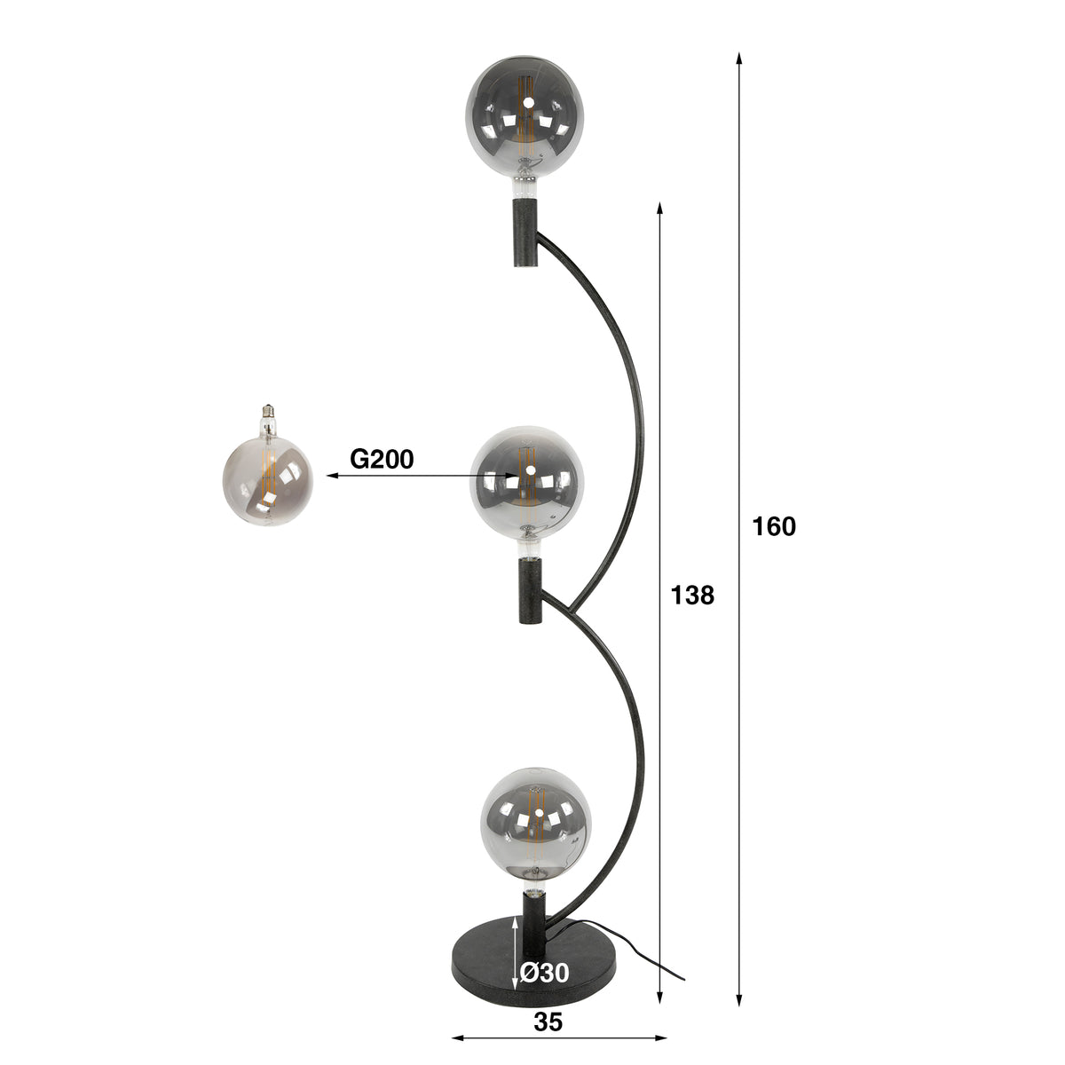 Floor lamps - Niro floor lamp 3 - lights Black - Dimehouse