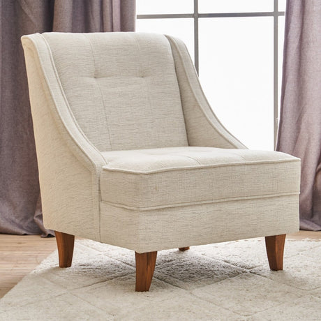 Armchairs - Armchair beige chenille fabric rural classic Ella - Dimehouse