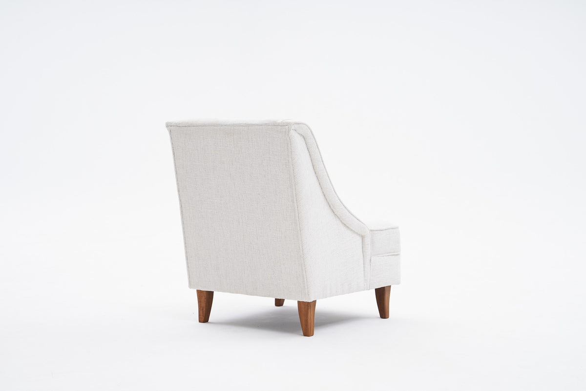 Armchairs - Armchair beige chenille fabric rural classic Ella - Dimehouse