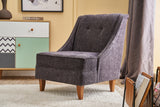 Armchairs - Armchair anthracite chenille fabric rural classic Ella - Dimehouse