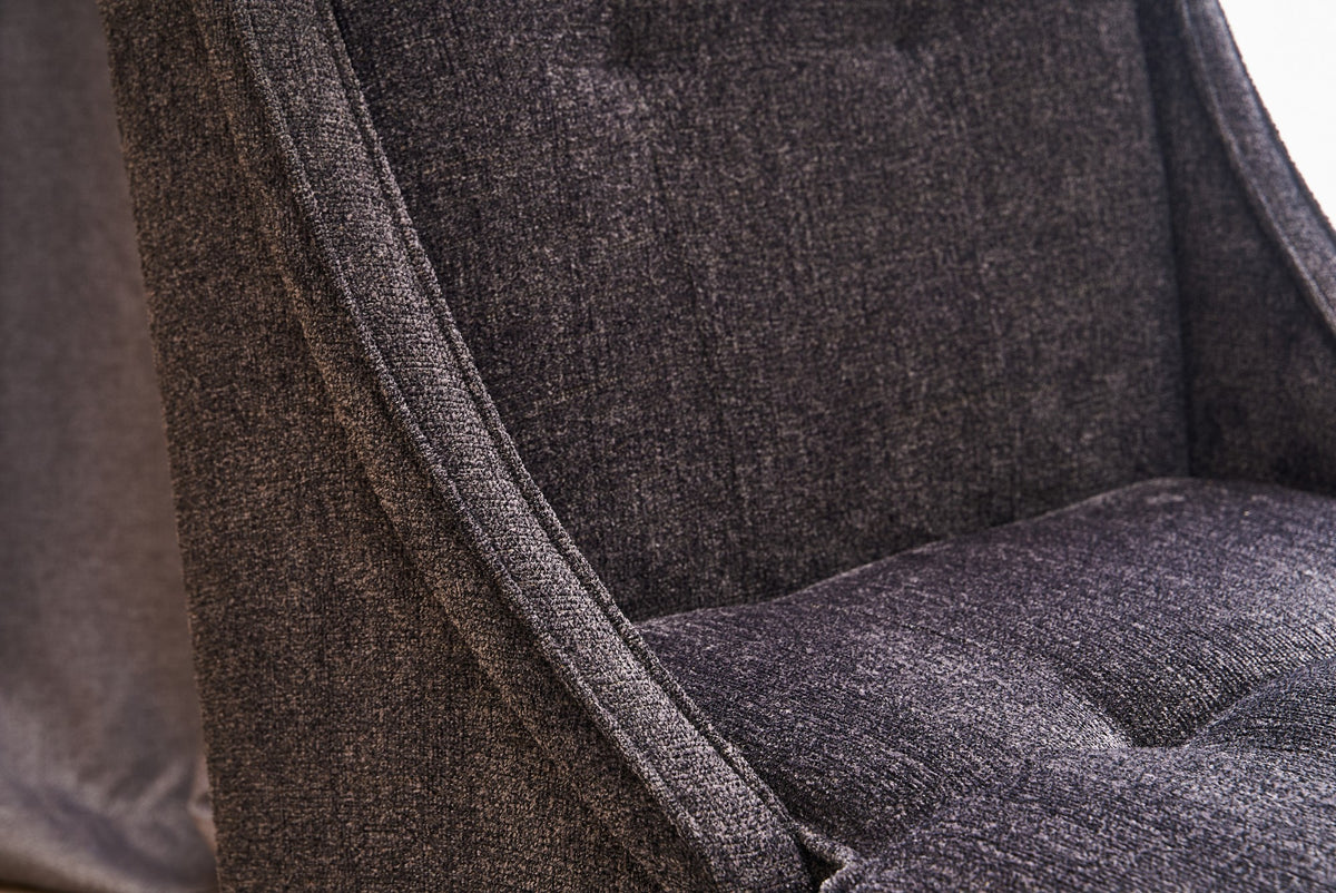 Armchairs - Armchair anthracite chenille fabric rural classic Ella - Dimehouse