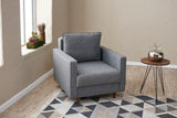 Armchairs - Modern rural armchair gray fabric Eva - Dimehouse