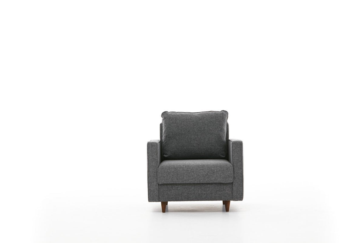 Armchairs - Modern rural armchair gray fabric Eva - Dimehouse