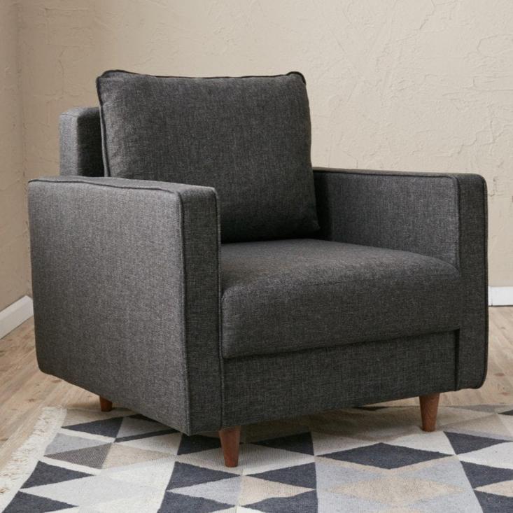 Armchairs - Modern rural armchair anthracite fabric Eva - Dimehouse