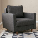 Armchairs - Modern rural armchair anthracite fabric Eva - Dimehouse