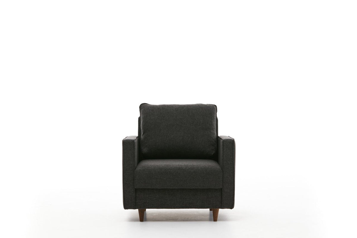 Armchairs - Modern rural armchair anthracite fabric Eva - Dimehouse