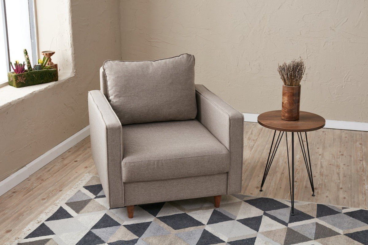 Armchairs - Modern rural armchair sand-colored fabric Eva - Dimehouse