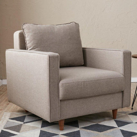Armchairs - Modern rural armchair sand-colored fabric Eva - Dimehouse