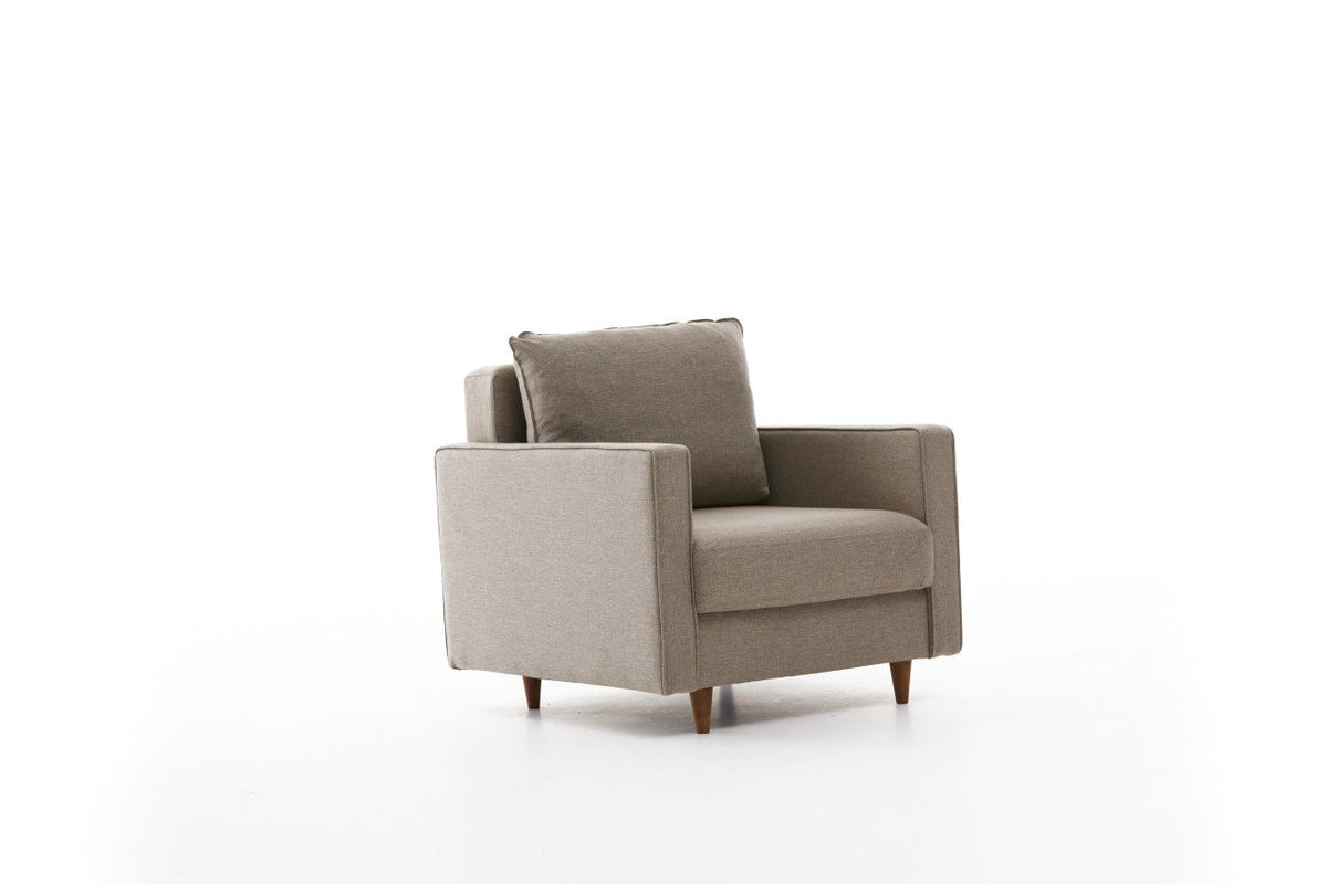 Armchairs - Modern rural armchair sand-colored fabric Eva - Dimehouse