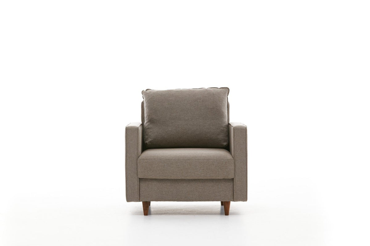Armchairs - Modern rural armchair sand-colored fabric Eva - Dimehouse