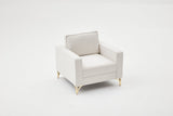 Armchairs - Modern armchair cream bouclé fabric with gold chair legs Berlin - Dimehouse