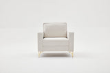 Armchairs - Modern armchair cream bouclé fabric with gold chair legs Berlin - Dimehouse