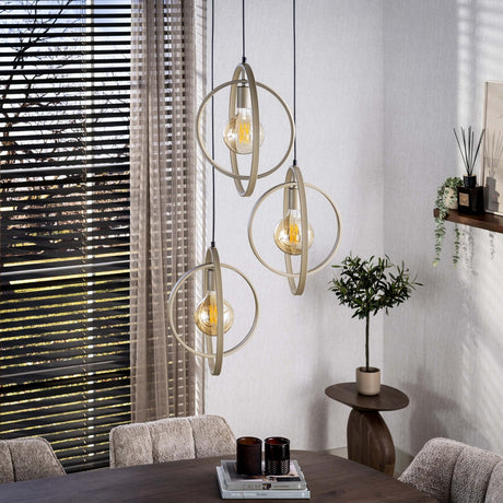 Hanging lamps - Modern Hanging Lamp Beige Otan stepped 3 - lights - Dimehouse