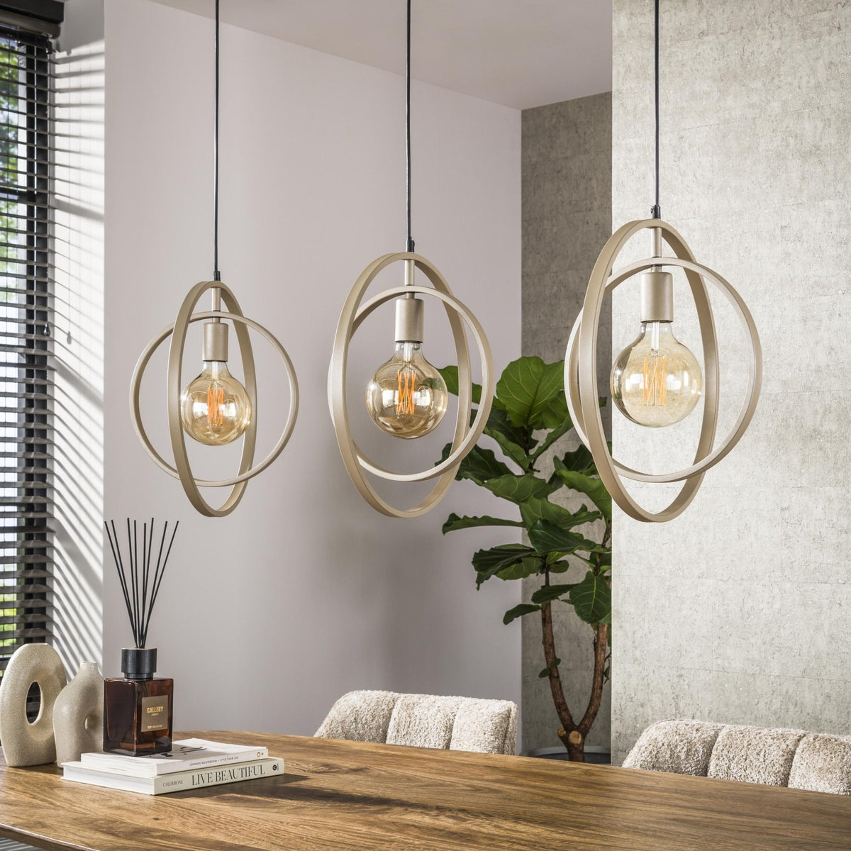 Hanging lamps - Modern Hanging Lamp Beige Otan 3 - lights - Dimehouse