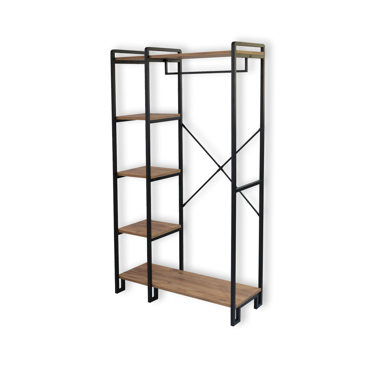 Coat Racks - Wardrobe Furniture Coat Rack Rox Natural - With Shelves - Dimehouse