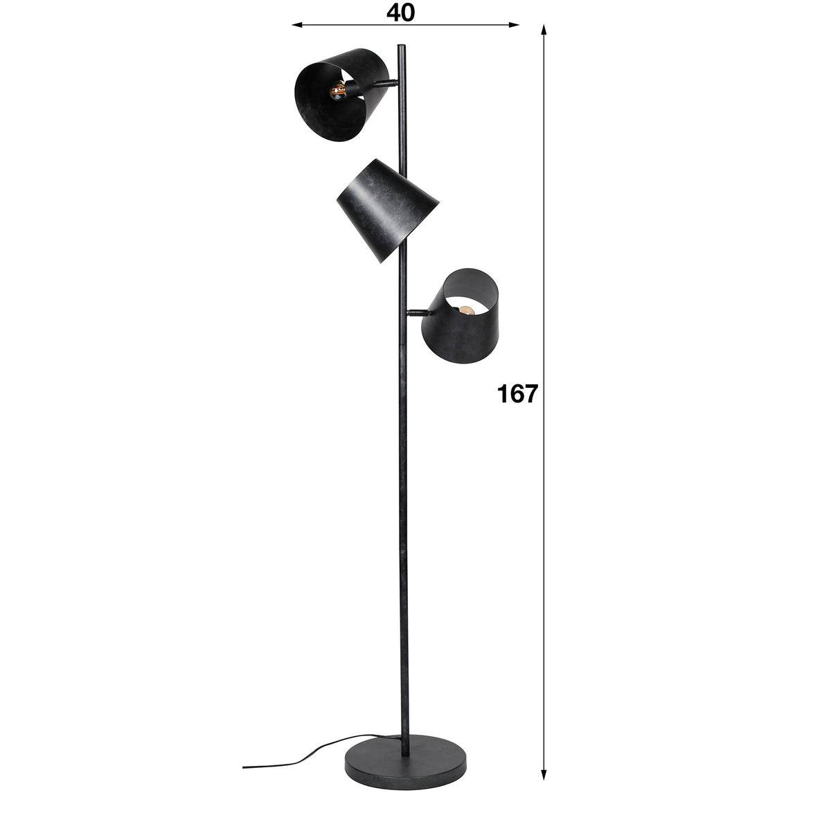 Floor lamp Carta DH Interior Charcoal LxWxH 76x51x31 Metal White photo size indication
