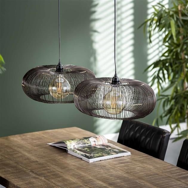 Hanging lamp Jill DH Interior Black LxWxH 88x49x29 Nickel Atmospheric photo diagonal front view