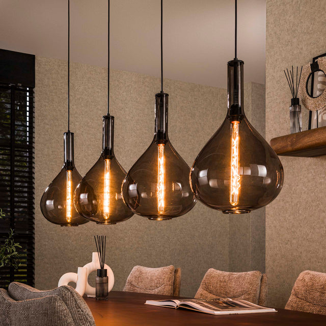Hanging lamps - Industrial Hanging lamp 4 - lights Smokey Glass Karen - Dimehouse