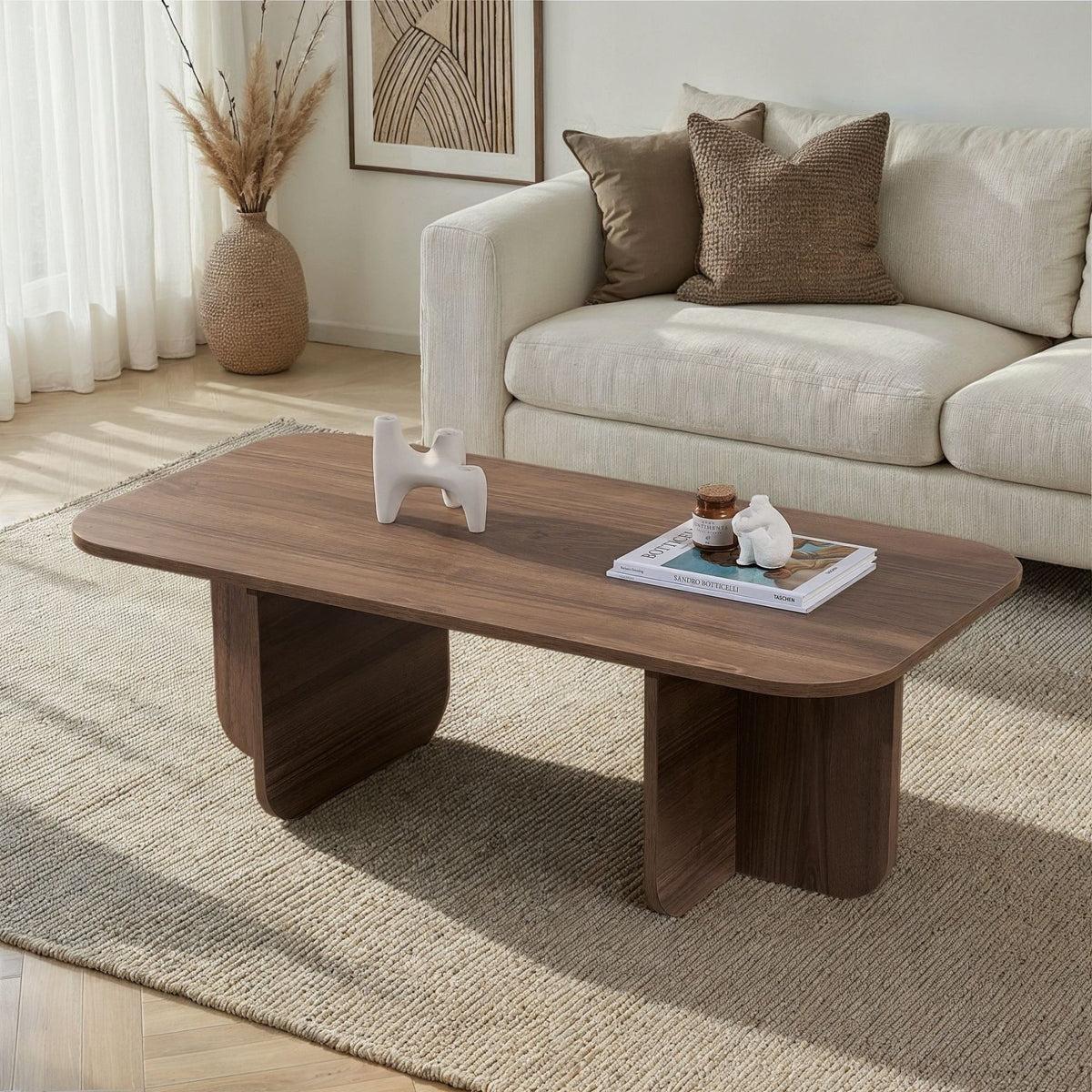 Akira coffee table in walnut look 120 x 60 cm Melamine-coated wood