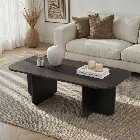 Akira coffee table wood black 120 cm Melamine-coated wood composite