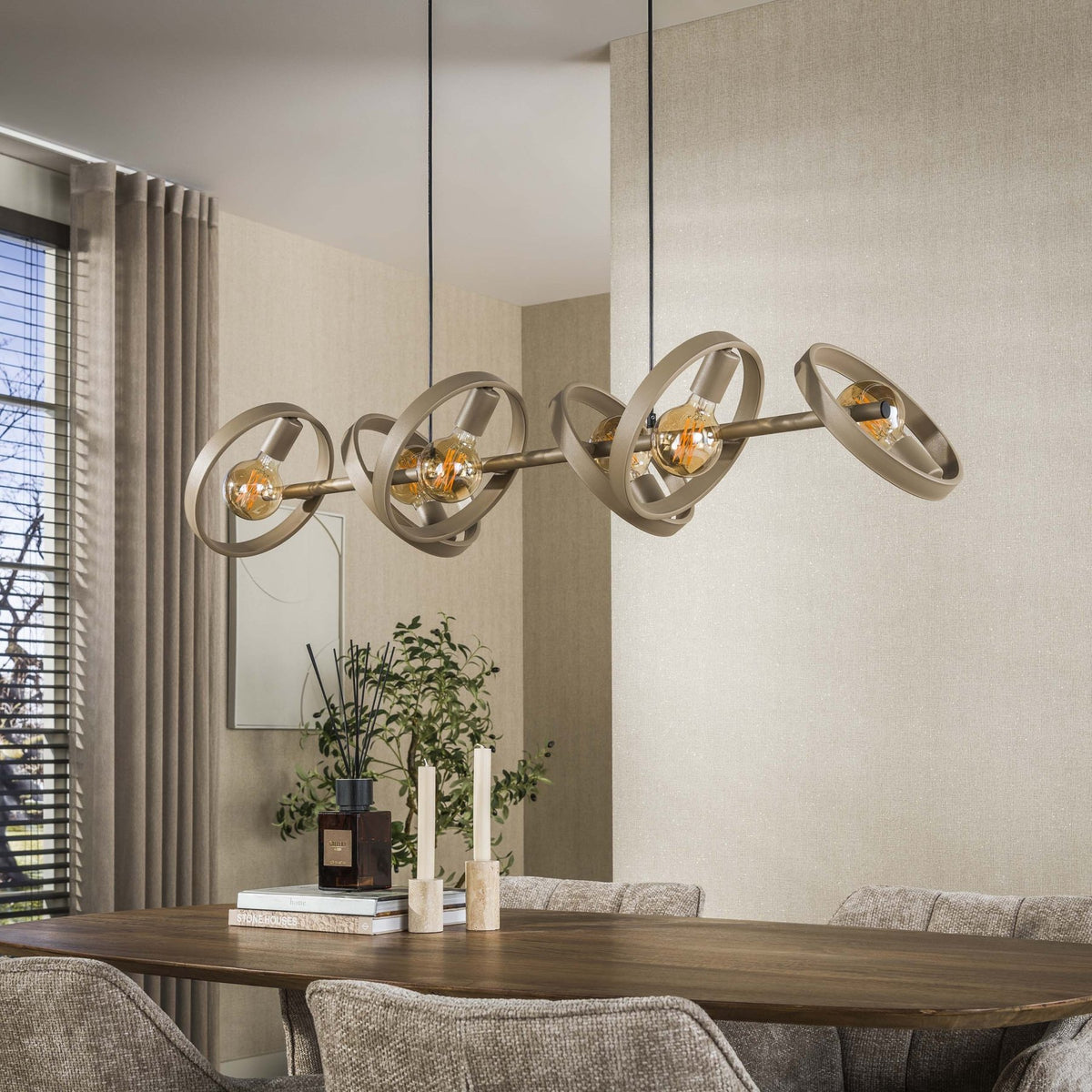 Hanging lamps - Hanging lamp 6 - light beige metal round Otan - Dimehouse