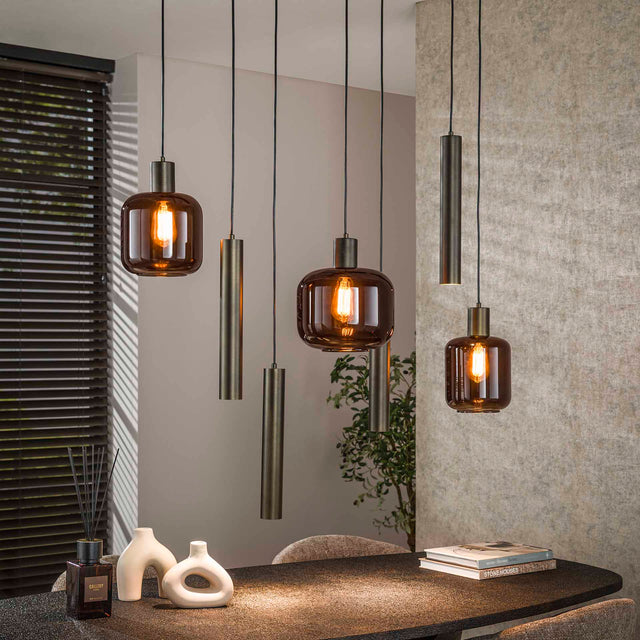 Hanging lamps - Hanging lamp Dax 7 - light bronze 105 cm - Dimehouse