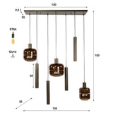 Hanging lamps - Hanging lamp Dax 7 - light bronze 105 cm - Dimehouse