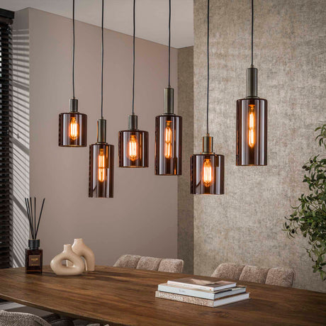 Hanging lamps - Modern Hanging Lamp Aureo 6 - light Sienna Brown 118 cm - Dimehouse
